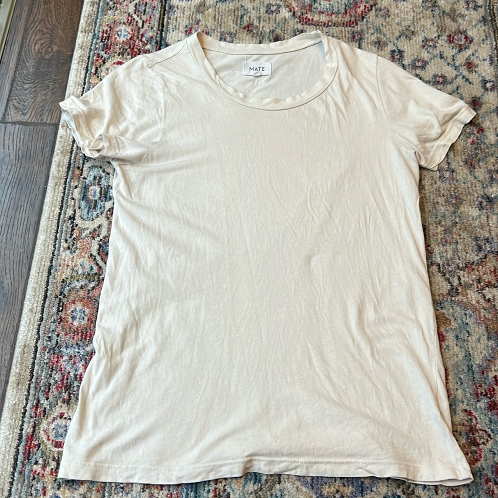 Mate the label cream cotton tee, XS, good worn/washed condition